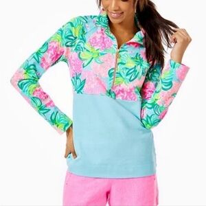 Lilly Pulitzer UPF50+ Noralie Popover Blue Ibiza Pineapple Shake